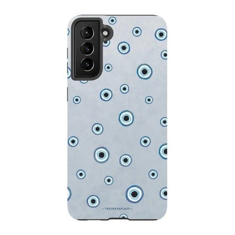 Galaxy S21 Plus Satin (Semi-Matte) Pale Baby Blue Evil Eye Tough Phone Case - The Urban Flair