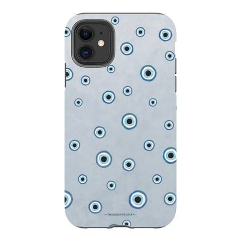 iPhone 11 Gloss (High Sheen) Pale Baby Blue Evil Eye Tough Phone Case - The Urban Flair