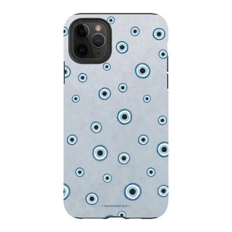 iPhone 11 Pro Max Satin (Semi-Matte) Pale Baby Blue Evil Eye Tough Phone Case - The Urban Flair