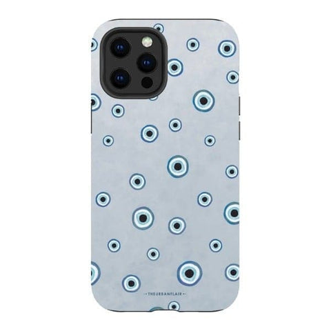 iPhone 12 Pro Max Satin (Semi-Matte) Pale Baby Blue Evil Eye Tough Phone Case - The Urban Flair