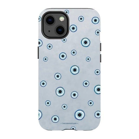 iPhone 13 Satin (Semi-Matte) Pale Baby Blue Evil Eye Tough Phone Case - The Urban Flair