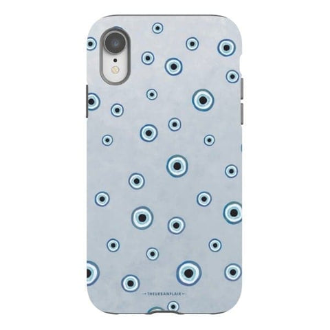 iPhone XR Satin (Semi-Matte) Pale Baby Blue Evil Eye Tough Phone Case - The Urban Flair