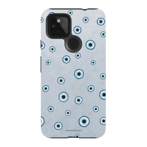 Pixel 4A 5G Satin (Semi-Matte) Pale Baby Blue Evil Eye Tough Phone Case - The Urban Flair