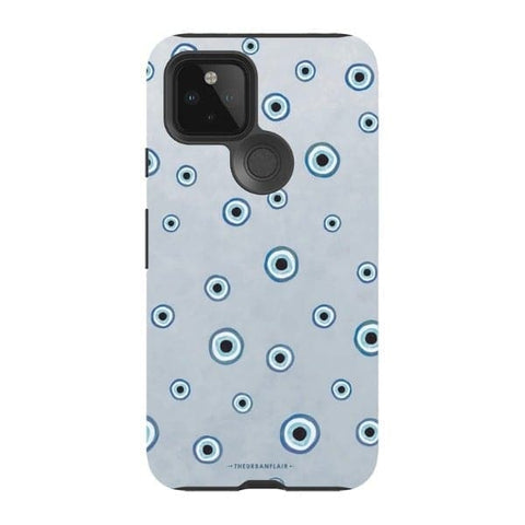 Pixel 5 5G Gloss (High Sheen) Pale Baby Blue Evil Eye Tough Phone Case - The Urban Flair