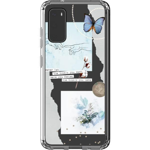 Galaxy S20 Pale Blue Butterfly Scraps Clear Phone Case - The Urban Flair