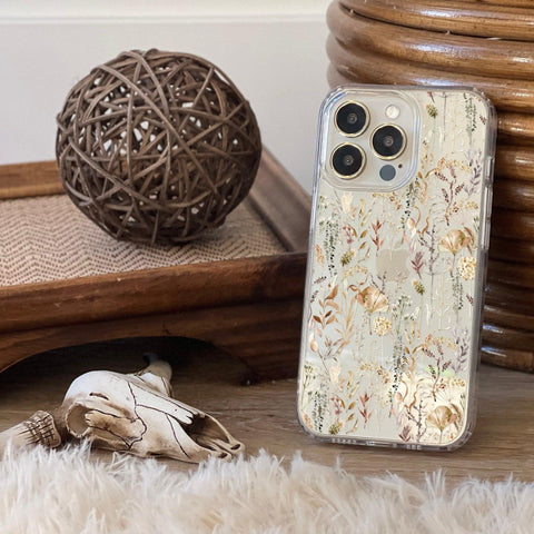 Pale Boho Wildflowers Flowers Phone Case For iPhone 13 Mini 12 Pro Max XR 7 8 Plus Clear Phone Cover With Aesthetic Design Galaxy S22 Ultra Feat