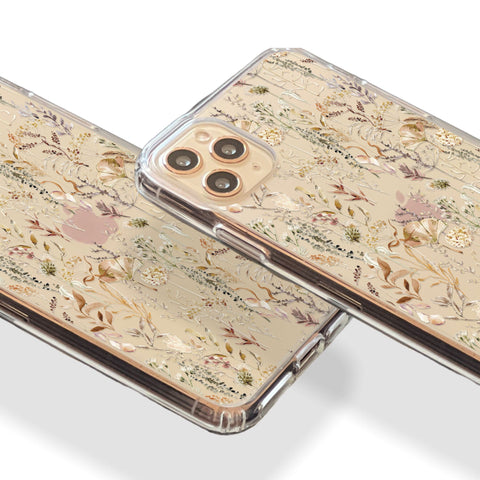 Pale Boho Wildflowers Flowers Phone Case For iPhone 13 Mini 12 Pro Max XR 7 8 Plus Clear Phone Cover With Aesthetic Design Galaxy S22 Ultra Feat