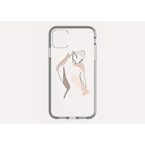 Pale Pink Nude Line Art Cases For iPhone 12 Mini 11 Pro Max XR XS X 7 8 Plus SE 2020 With Aesthetic Color Block Shapes Design