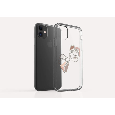 Pale Pink Nude Line Art Cases For iPhone 12 Mini 11 Pro Max XR XS X 7 8 Plus SE 2020 With Aesthetic Color Block Shapes Design