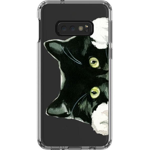 Galaxy S10 Peeking Black Cat Clear Phone Case - The Urban Flair