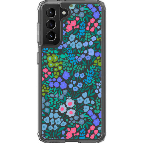 Periwinkle Flower Doodles Clear Phone Case