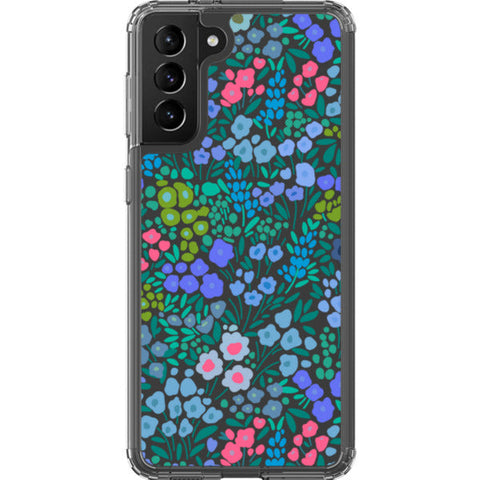 Periwinkle Flower Doodles Clear Phone Case