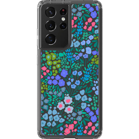 Periwinkle Flower Doodles Clear Phone Case