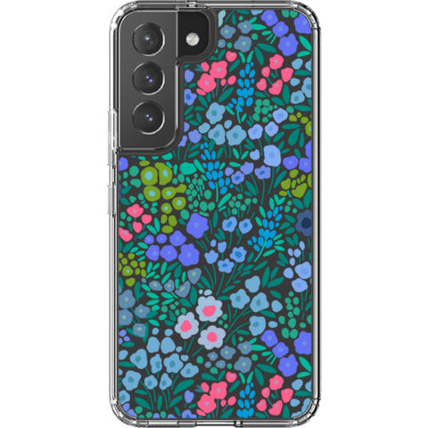 Periwinkle Flower Doodles Clear Phone Case