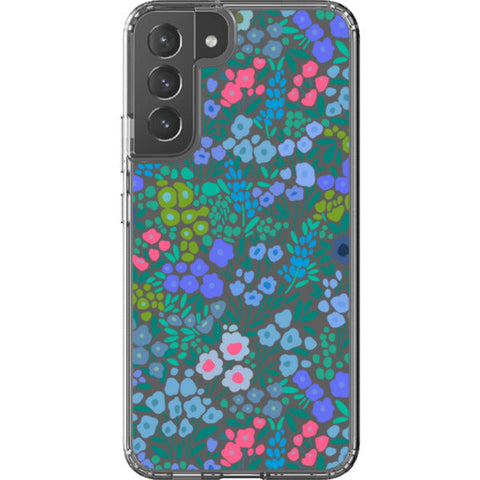 Periwinkle Flower Doodles Clear Phone Case