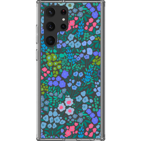 Periwinkle Flower Doodles Clear Phone Case