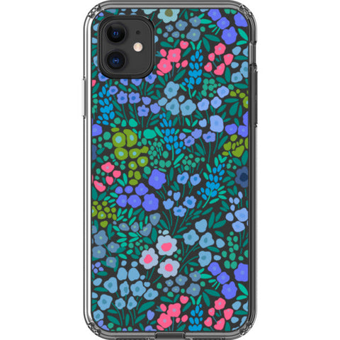 Periwinkle Flower Doodles Clear Phone Case