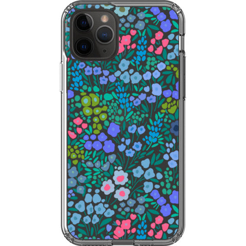 Periwinkle Flower Doodles Clear Phone Case