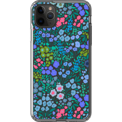 Periwinkle Flower Doodles Clear Phone Case