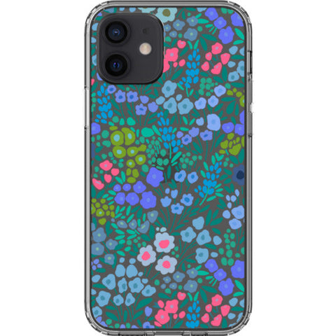 Periwinkle Flower Doodles Clear Phone Case