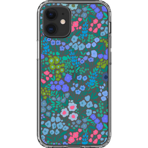Periwinkle Flower Doodles Clear Phone Case