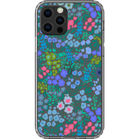 Periwinkle Flower Doodles Clear Phone Case