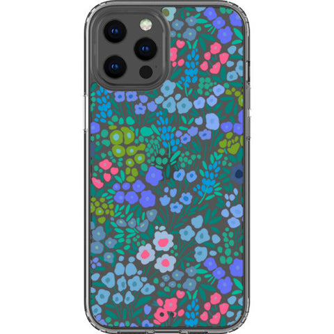 Periwinkle Flower Doodles Clear Phone Case