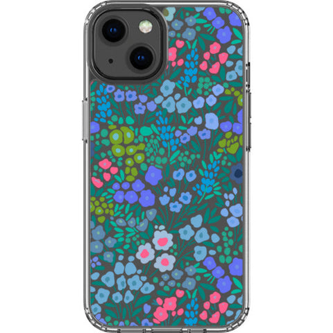 Periwinkle Flower Doodles Clear Phone Case