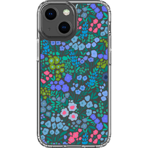 Periwinkle Flower Doodles Clear Phone Case