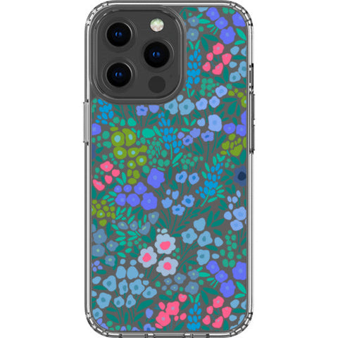 Periwinkle Flower Doodles Clear Phone Case