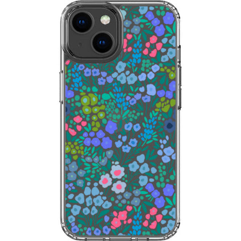 Periwinkle Flower Doodles Clear Phone Case