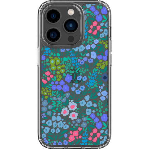 Periwinkle Flower Doodles Clear Phone Case