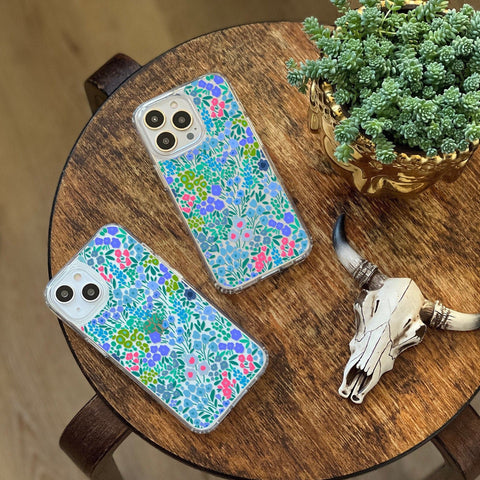 Periwinkle Flowers Phone Case For iPhone 14 Plus 13 Pro Max Mini 12 XR 7 8 Clear Phone Cover With Aesthetic Design Galaxy S22 Case Feat