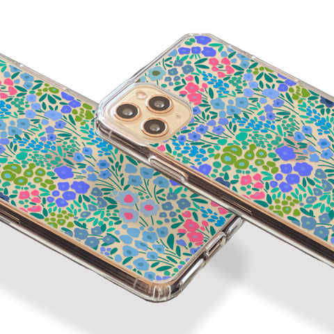 Periwinkle Flowers Phone Case For iPhone 14 Plus 13 Pro Max Mini 12 XR 7 8 Clear Phone Cover With Aesthetic Design Galaxy S22 Case Feat