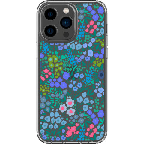 Periwinkle Flower Doodles Clear Phone Case