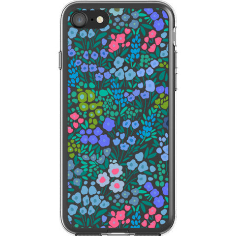 Periwinkle Flower Doodles Clear Phone Case