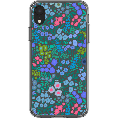 Periwinkle Flower Doodles Clear Phone Case