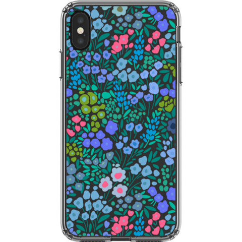 Periwinkle Flower Doodles Clear Phone Case