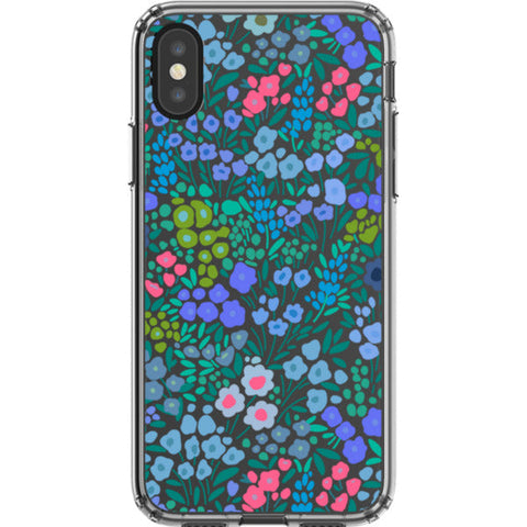 Periwinkle Flower Doodles Clear Phone Case
