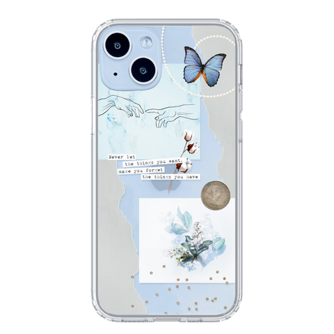 Phone Cases For Blue iPhone 14/14 Plus With Collage Scrap Designs