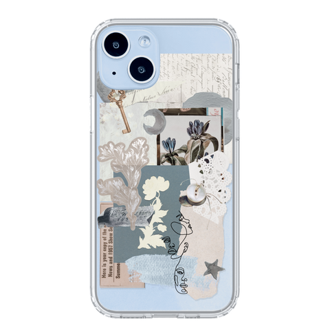 Phone Cases For Blue iPhone 14/14 Plus With Collage Scrap Designs