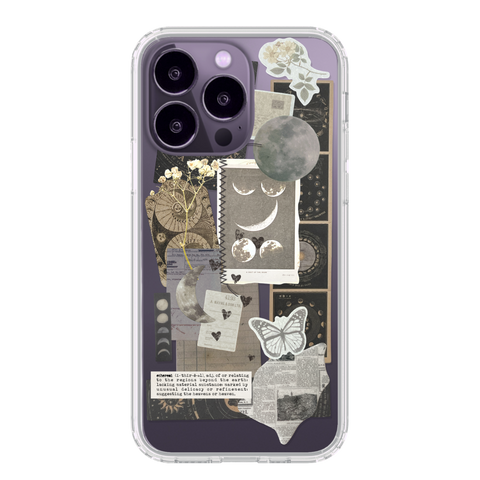 Phone Cases For Deep Purple iPhone 14 Pro With Collage Scrap Designs