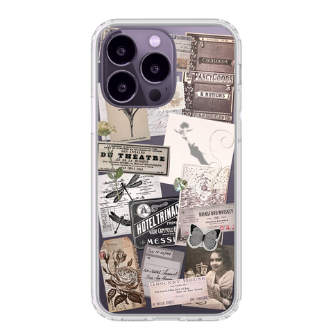 Phone Cases For Deep Purple iPhone 14 Pro With Collage Scrap Designs