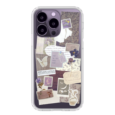 Phone Cases For Deep Purple iPhone 14 Pro With Collage Scrap Designs