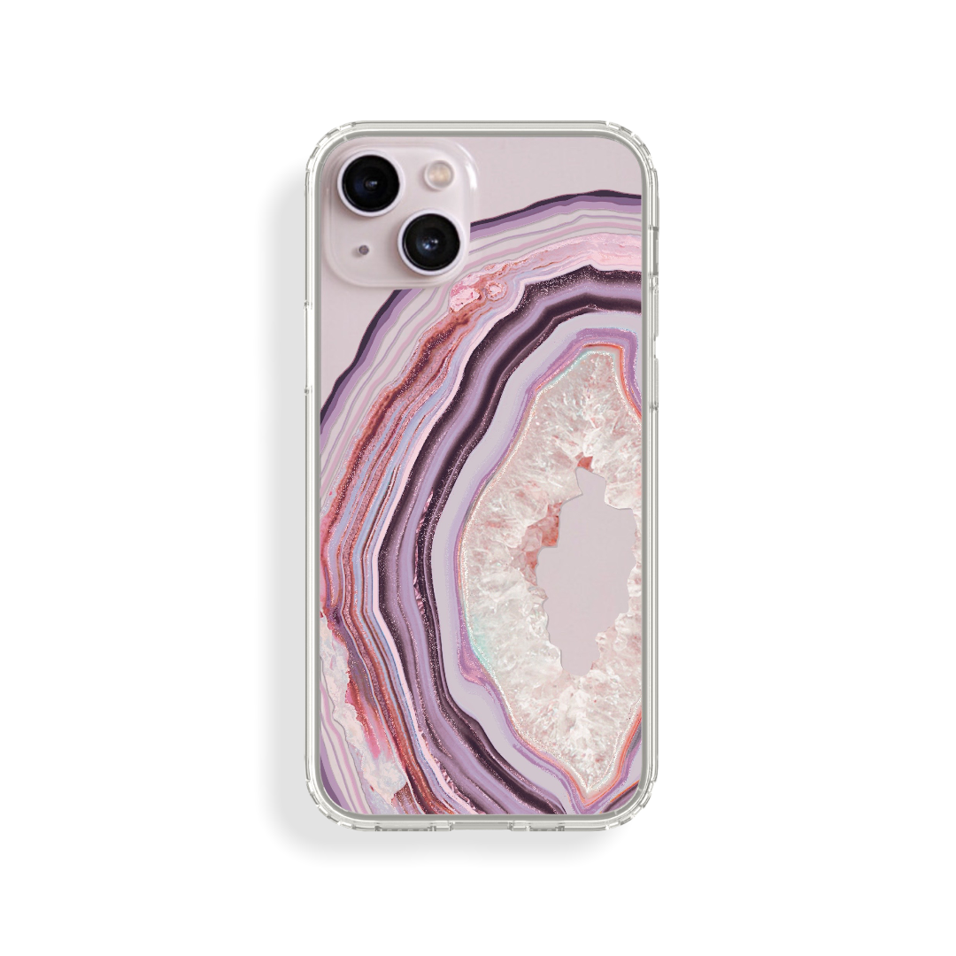Pink Lilac Agate Geode Slice Clear Phone Case for Apple iPhone 13 (& The Urban Flair Pink Lilac Agate Geode Slice Clear Phone Case for Apple iPhone 13 (& The Urban Flair
