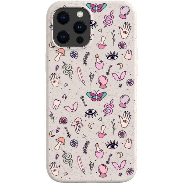 Pink Mystic Doodles Biodegradable Phone Case for Apple iPhone 13