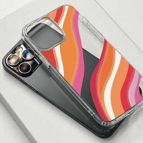 Pink Orange Abstract Lines Clear Case For iPhone 13 Pro Max 12 Mini 11 Pro XR 7 8 Plus SE 2022 Phone Case With Aesthetic Retro Design Feat