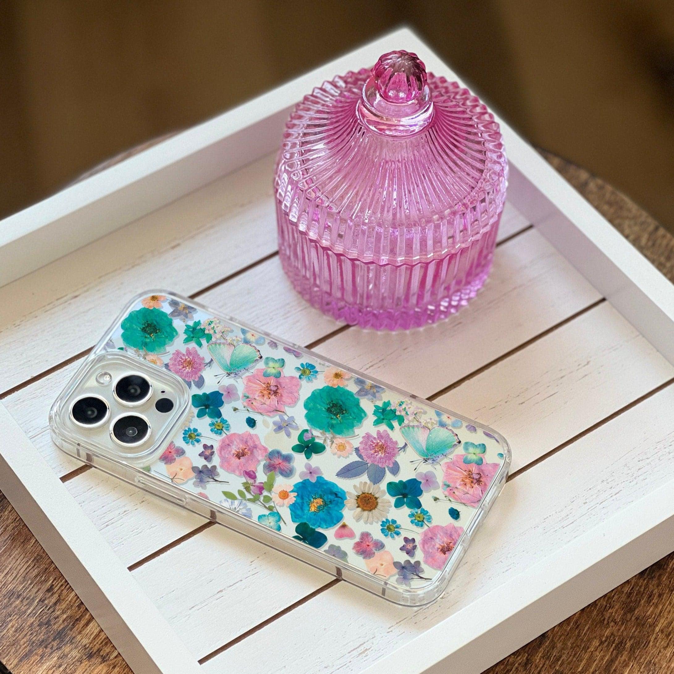 Pretty Pastel Pressed Flower Print Clear Phone Case Pretty Pastel Pressed Flower Print Clear Phone Case