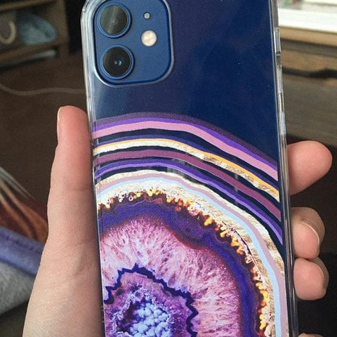 Purple Agate Slice Clear Phone Case iPhone 12 Pro Max by The Urban Flair (Customer Feat)