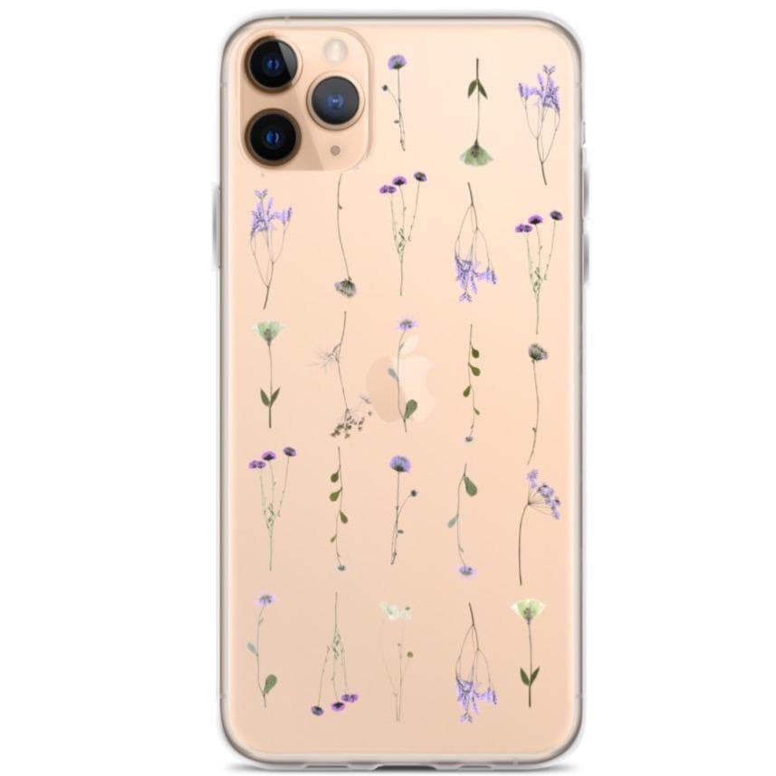 Purple Wild Flower Clear Phone Case